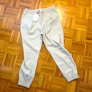 Cream Faux Leather Joggers. - New Without Tags